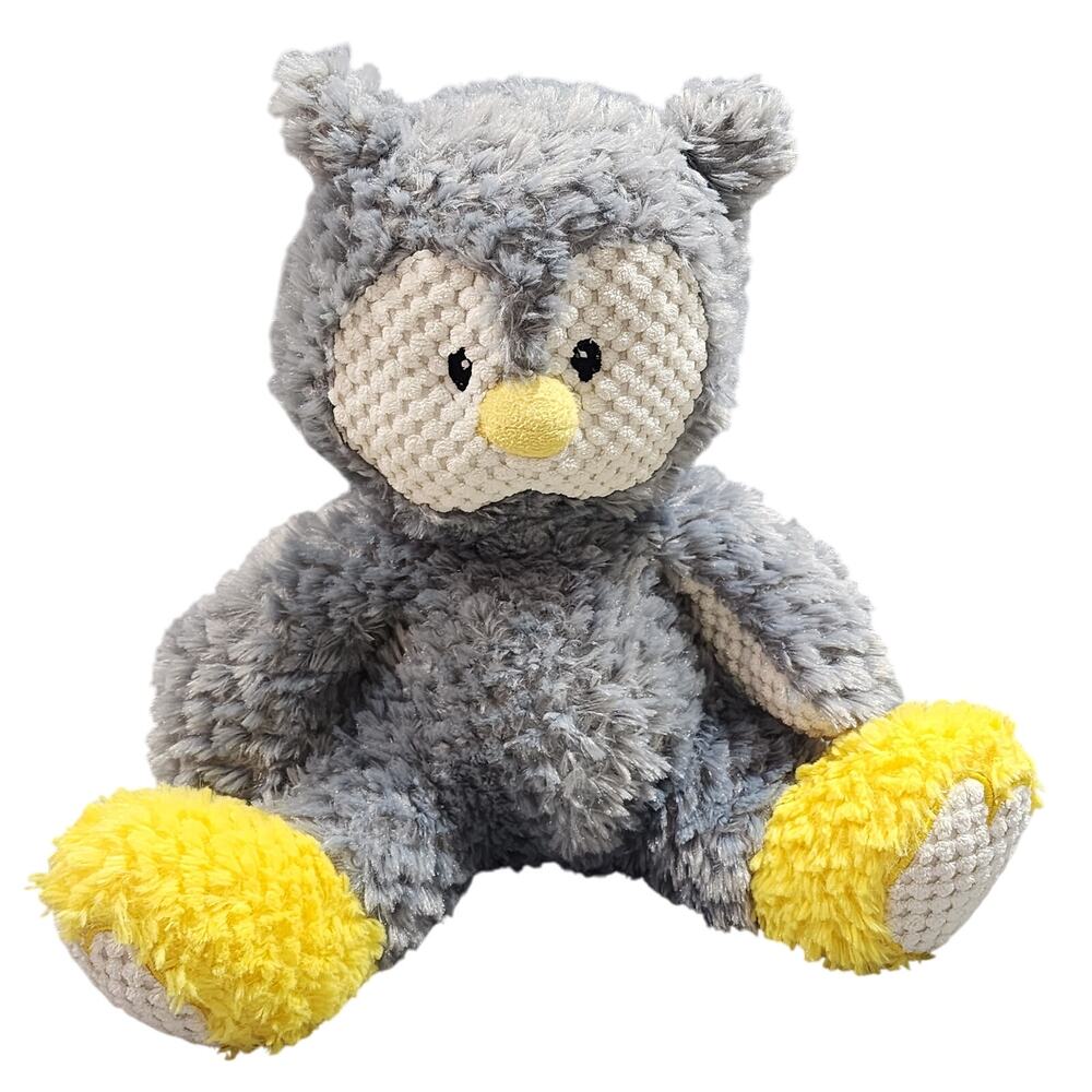 Animal Adventure OWL Gray Yellow White Waffle Weave Stuffed Lovey Plush 2016
